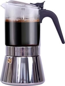 Cafetera Italiana de Inducción VeoHome Transparente.