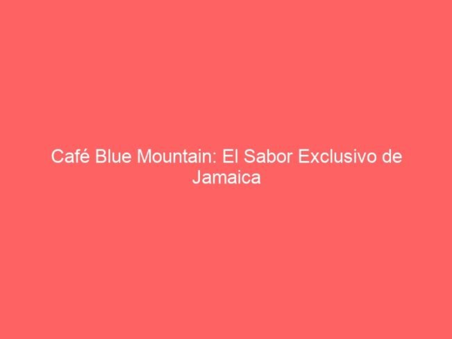 Cafe Blue Mountain El Sabor Exclusivo De Jamaica 598 1
