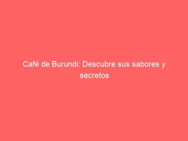 Cafe De Burundi Descubre Sus Sabores Y Secretos 562