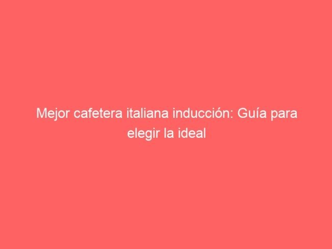 Mejor Cafetera Italiana Induccion Guia Para Elegir La Ideal 236