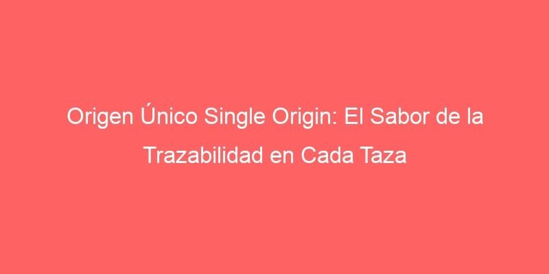 Origen Unico Single Origin El Sabor De La Trazabilidad En Cada Taza 212 Origen Unico Single Origin El Sabor De La Trazabilidad En Cada Taza 212