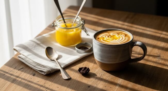 Café con mantequilla clarificada Ghee: Beneficios y preparación