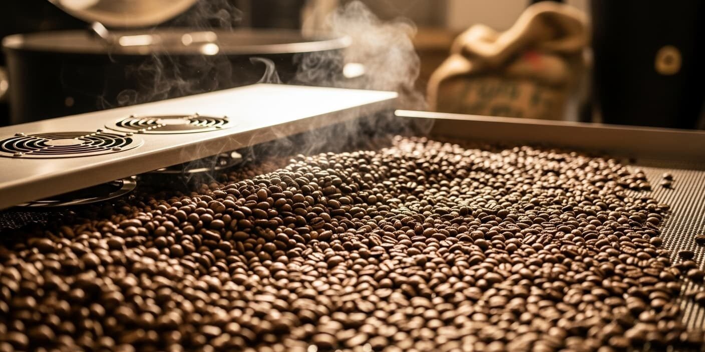 Enfriamiento tras el tueste: por qué los primeros minutos son vitales para el sabor del café